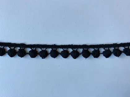 3849 Brode · Yerli · Bant · Güpür · Mat Polyester · Siyah · 1 Cm