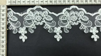 Ecru Eyelash Corded Polyester Broderie Appliqué