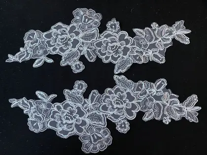 Greige Corded Plain Polyester Domestic Broderie Appliqué