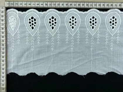 Bleached Matte Polyester Domestic Broderie Tape Voile