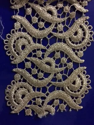 Altın Simli Polyester Yerli Güpür Brode