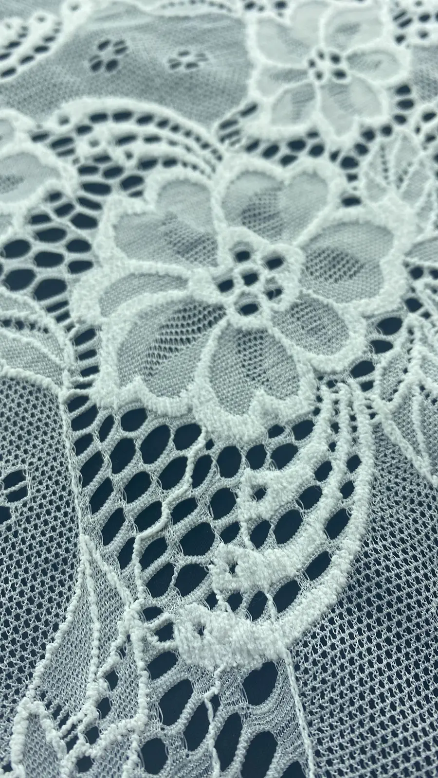 Greige Lycra Polyester Imported Lace