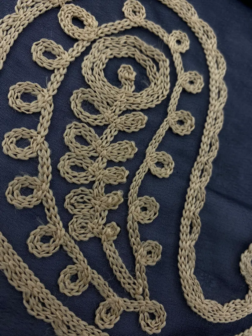 Siyah İplikli Polyester Yerli Brode Şifon