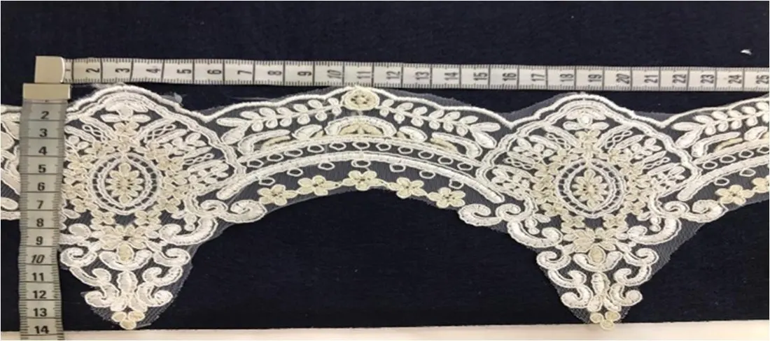 Gold Simli Polyester Yerli Brode Bant · 14 cm