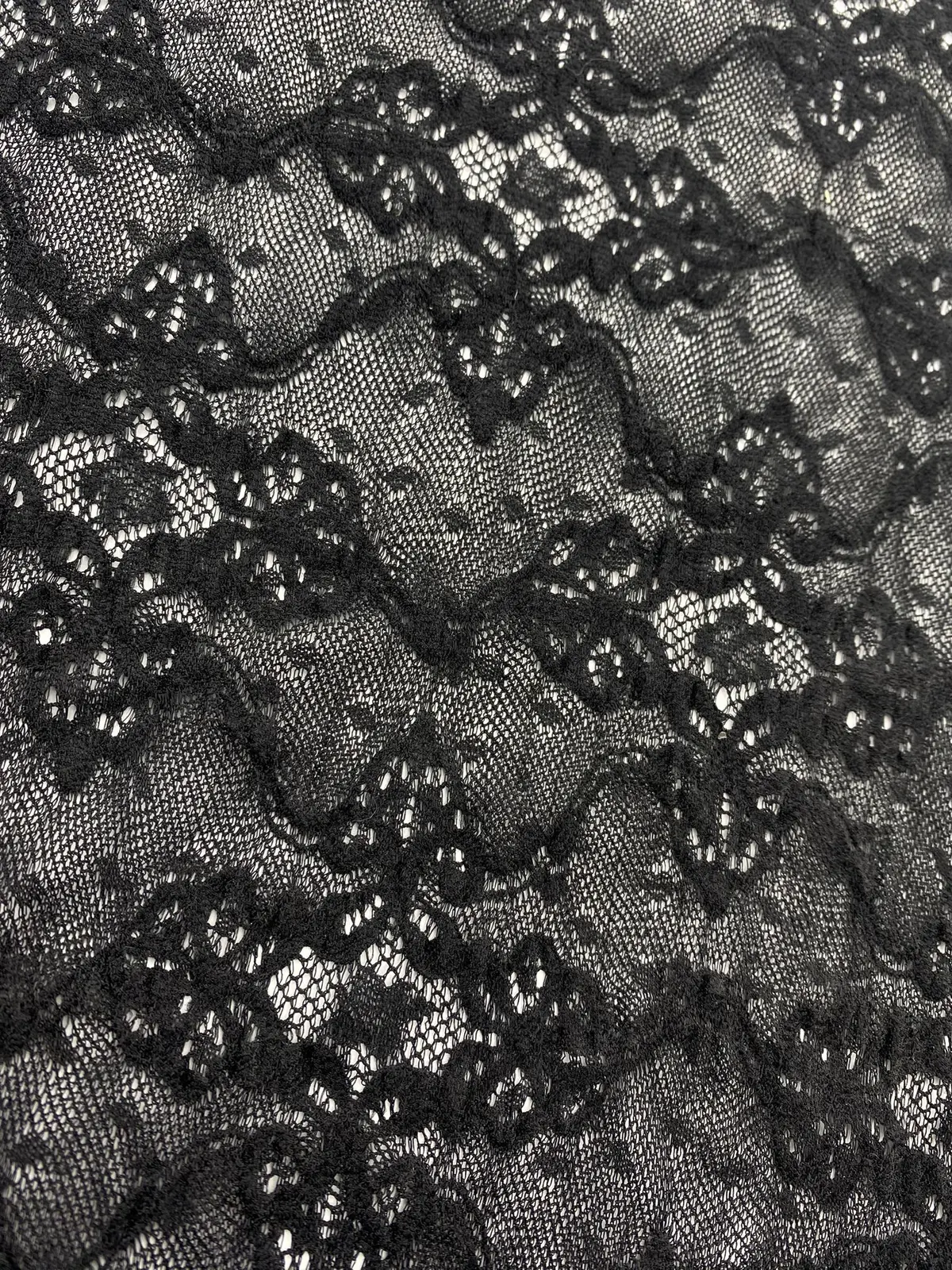 22034 Imported Nylon Lace With Lycra Black 110 cm