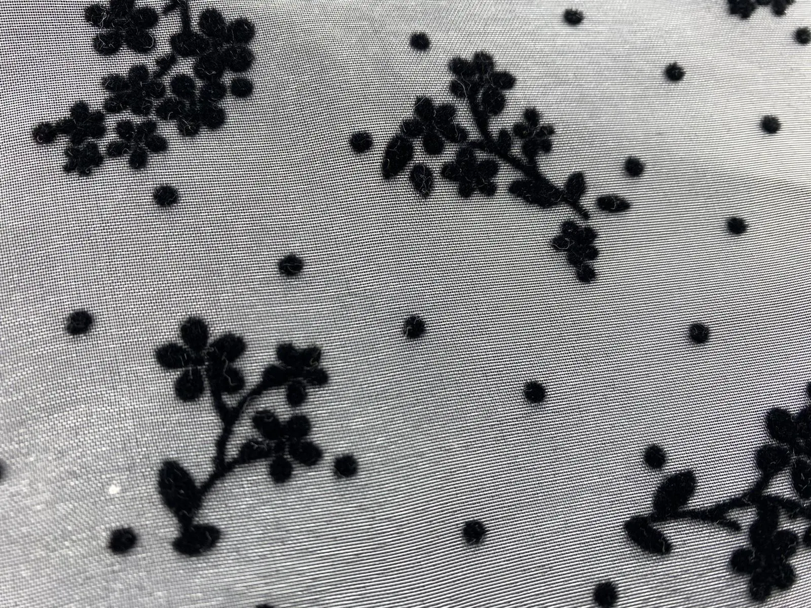 Black Printed Polyester Domestic Tulle · 140 cm