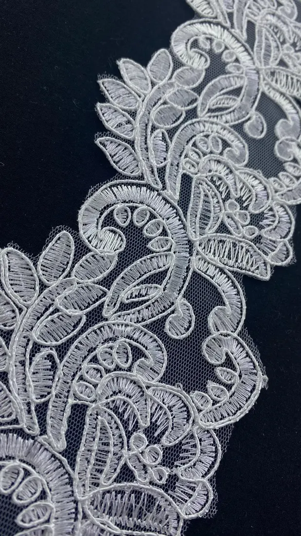 5381 Brode · Aplik · Tül Üzeri · Polyester · Ham · 8 Cm