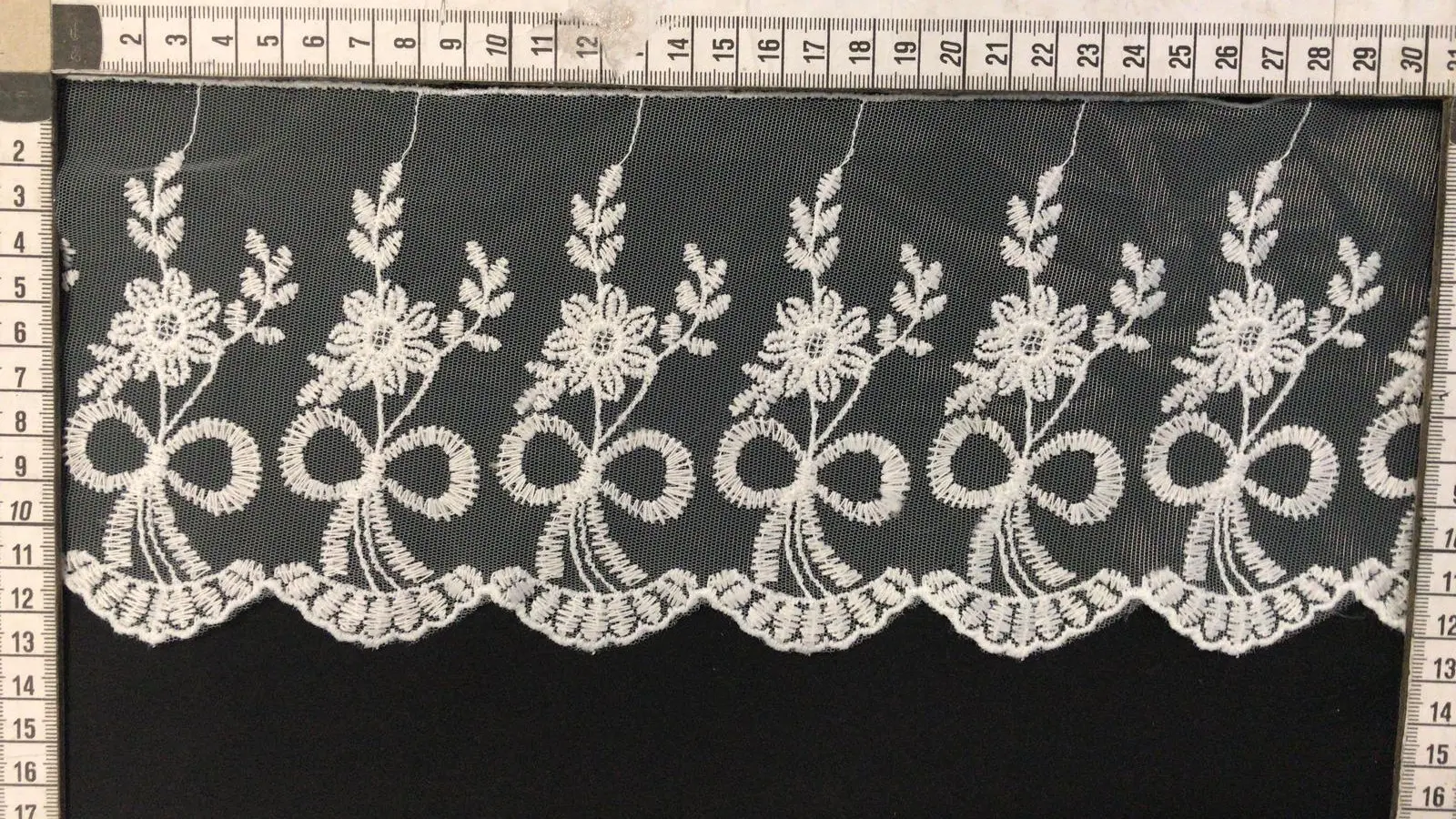 Greige Polyester Domestic Broderie Lace