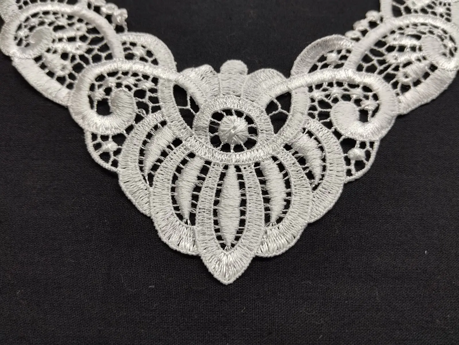Greige Nylon Broderie Collar