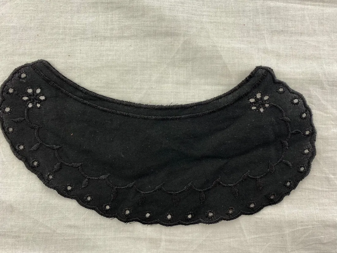 Black Matte Polyester Domestic Broderie Collar Voile