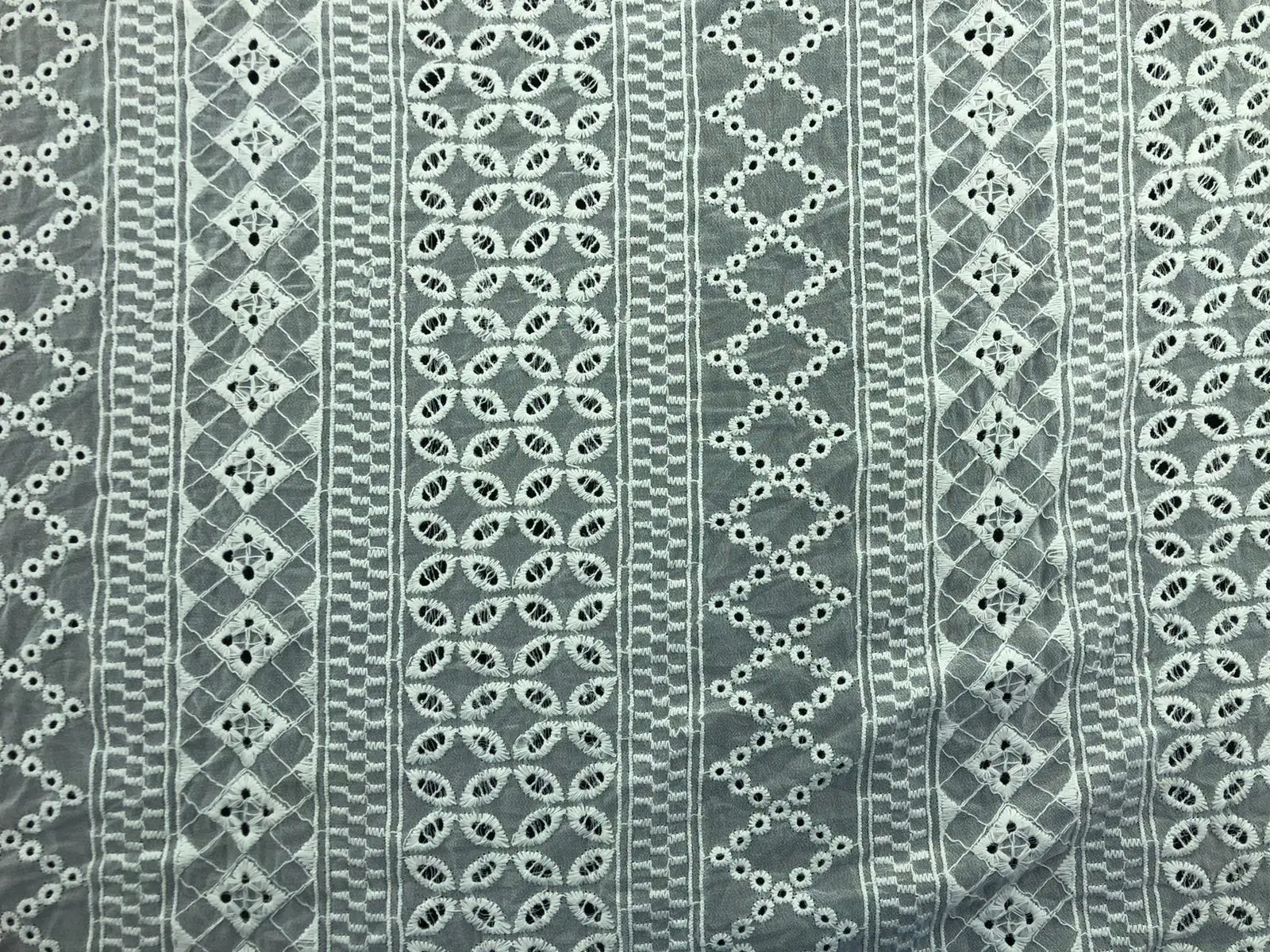 Greige Bohrer Ground Cotton Domestic Broderie Chiffon · 130 cm