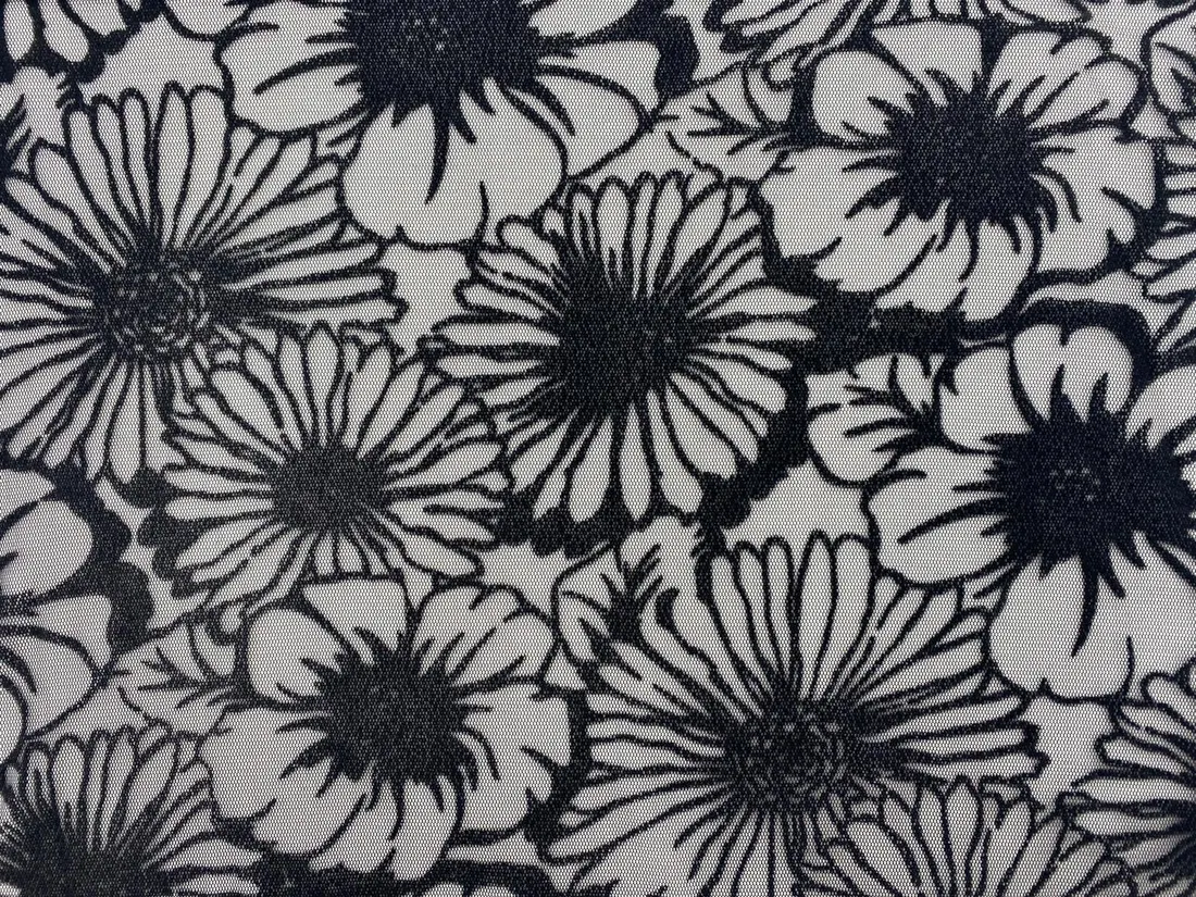 Black Lycra Polyester Domestic Tulle · 150 cm