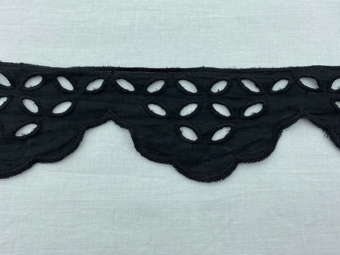 Siyah Pamuk Yerli Brode Bant Vual · 8 cm