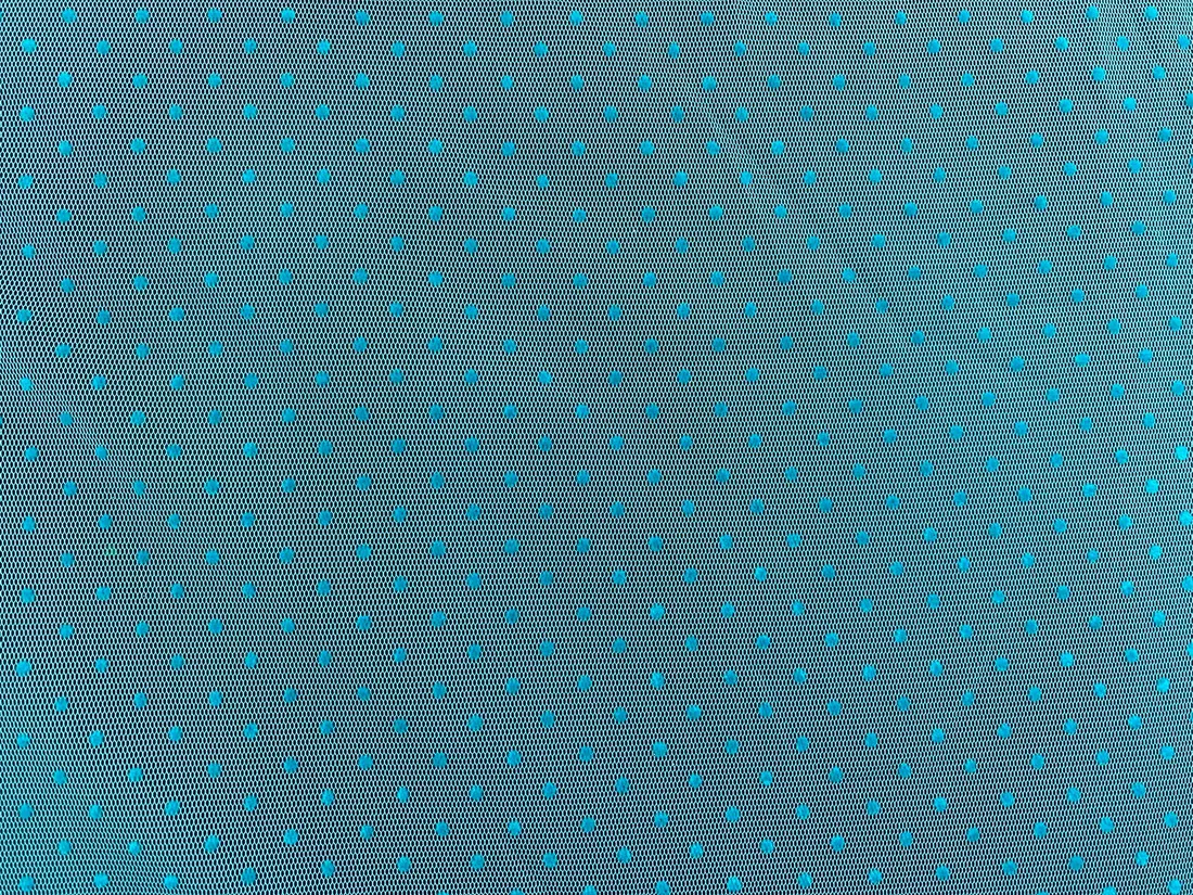 Turkuaz Baskılı Polyester Yerli Tül · 150 cm