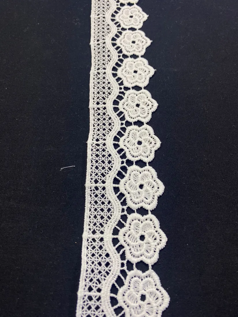 Ham Mat Polyester Yerli Güpür Brode Bant · 4,5 cm