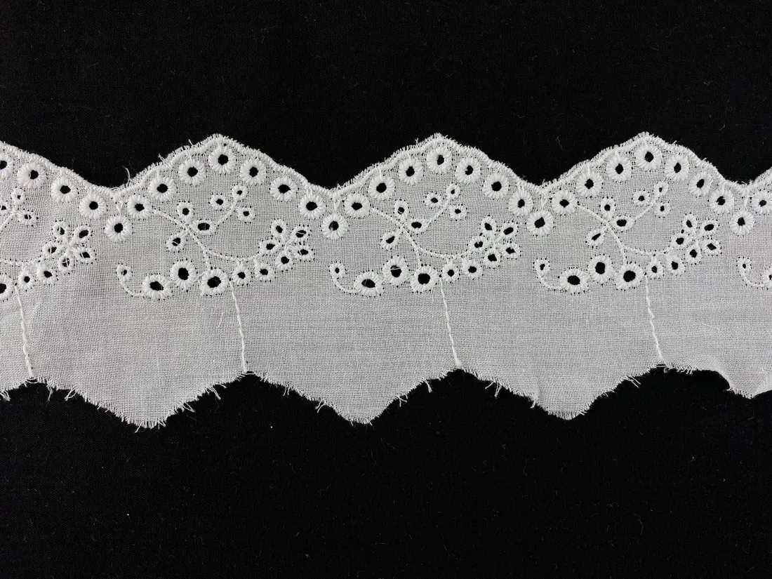 Bleached Bohrer Cotton Domestic Broderie Tape Voile · 7,5 cm