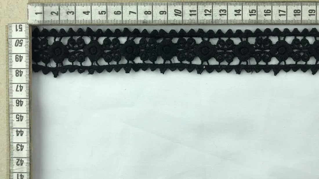 Siyah Polyester Yerli Brode Bant · 3,5 cm