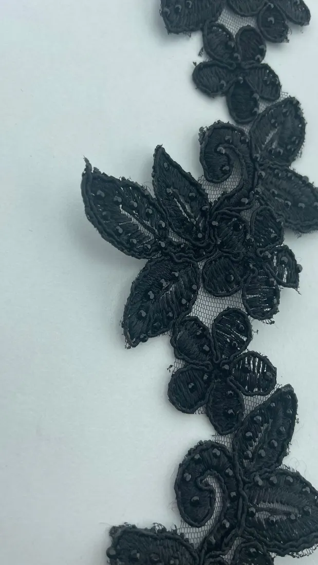 4987 Brode · Yerli · Bant · Polyester · Kordlu · Taşlı · Siyah