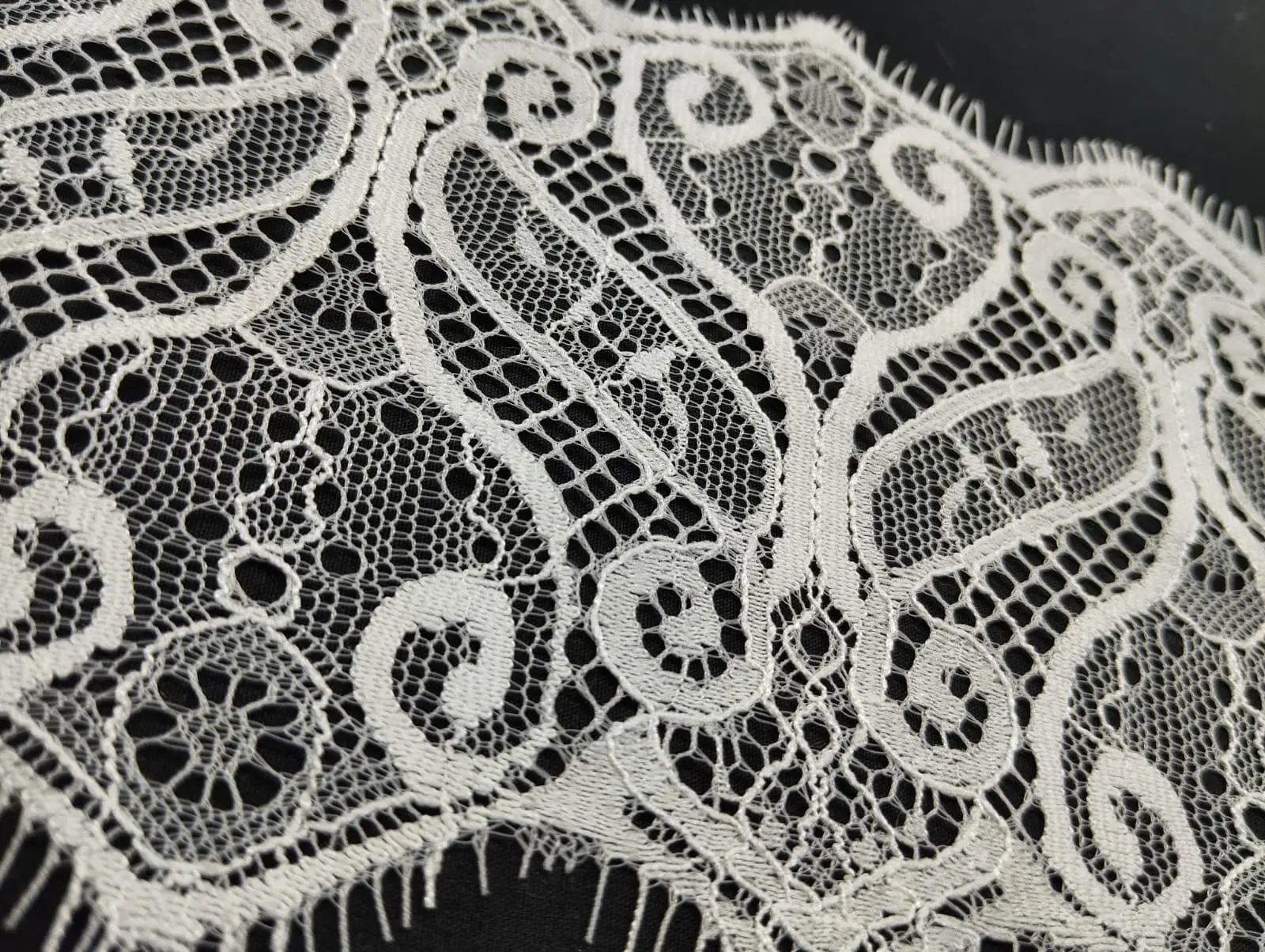 Greige Eyelash Nylon Imported Tape Lace