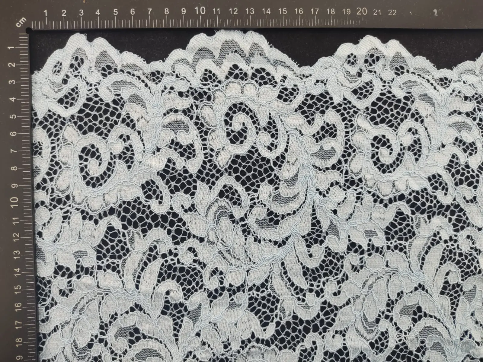 Blue Corded Polyester Domestic Lace · 150 cm
