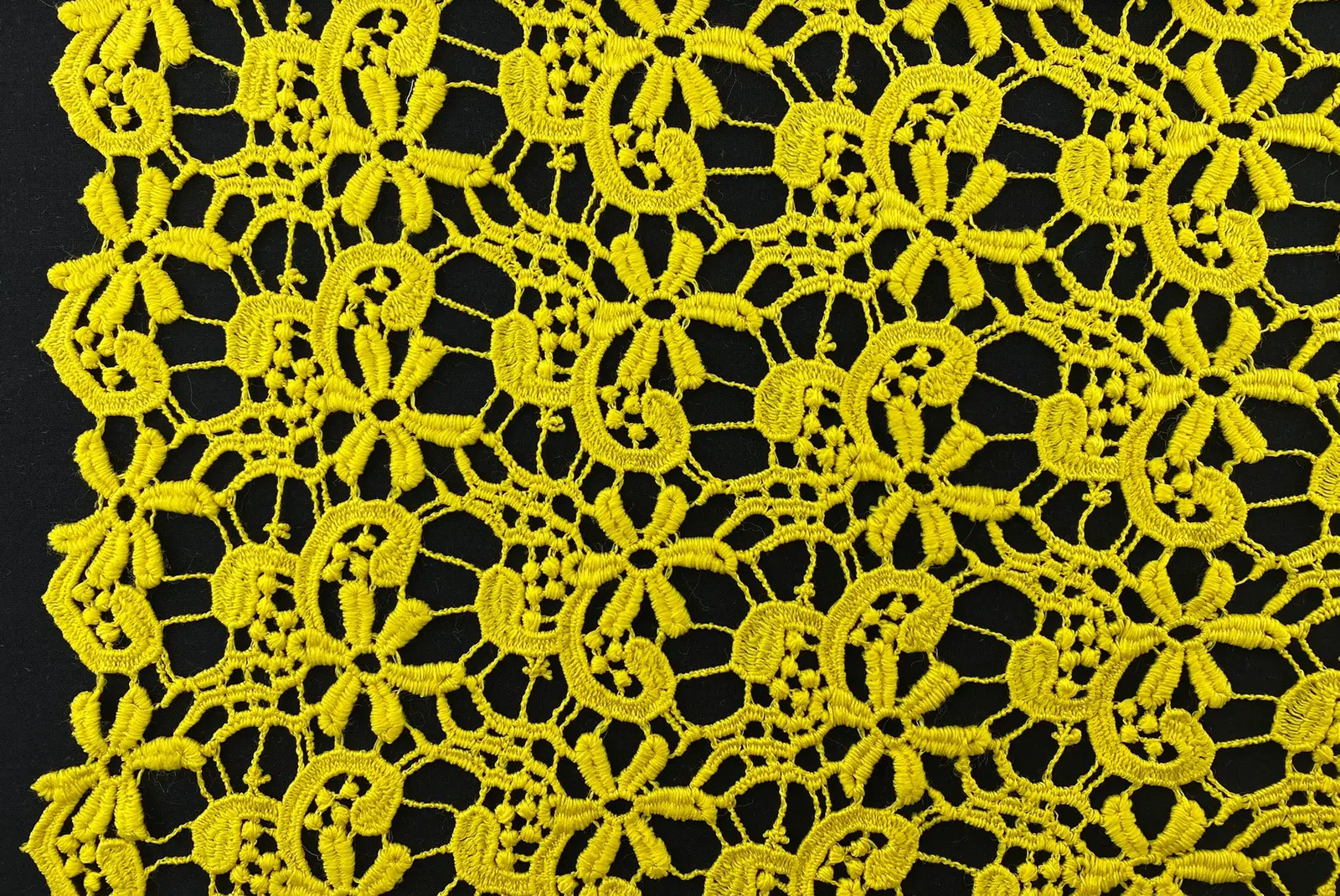 Mustard Matte Polyester Domestic Guipure Broderie · 75 cm