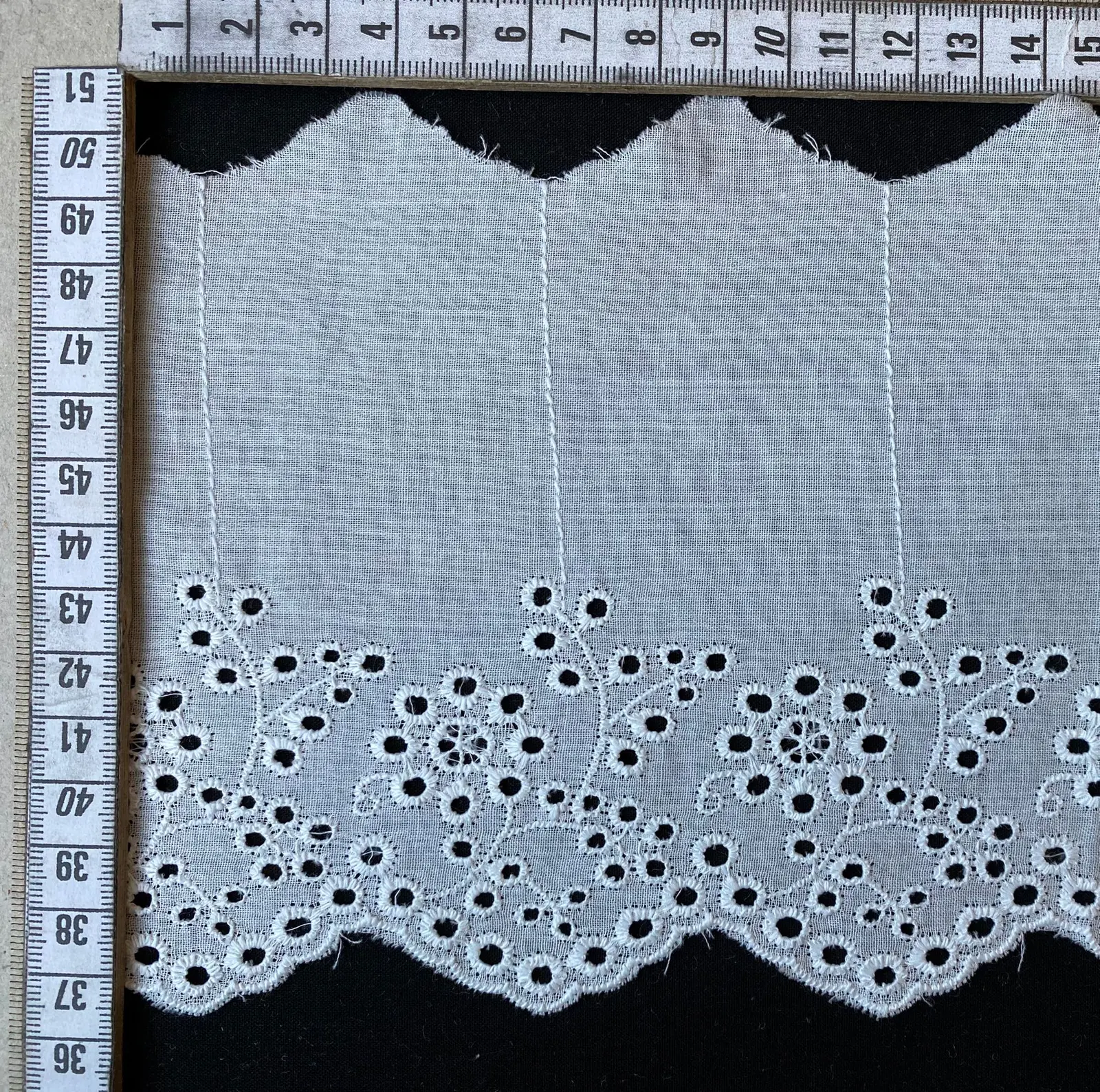Bleached Matte Polyester Domestic Broderie Tape Voile · 14 cm
