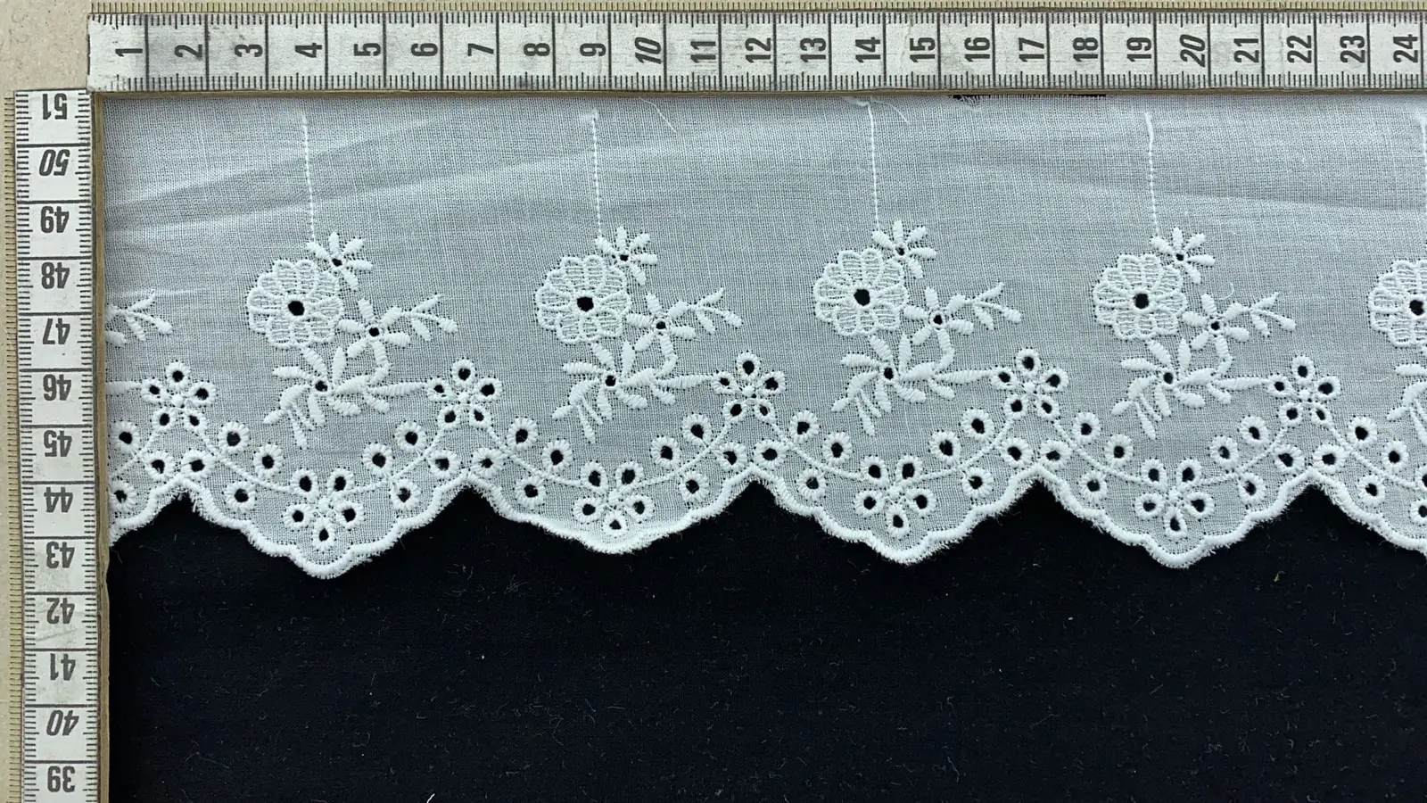 Bleached Matte Polyester Domestic Broderie Tape Voile