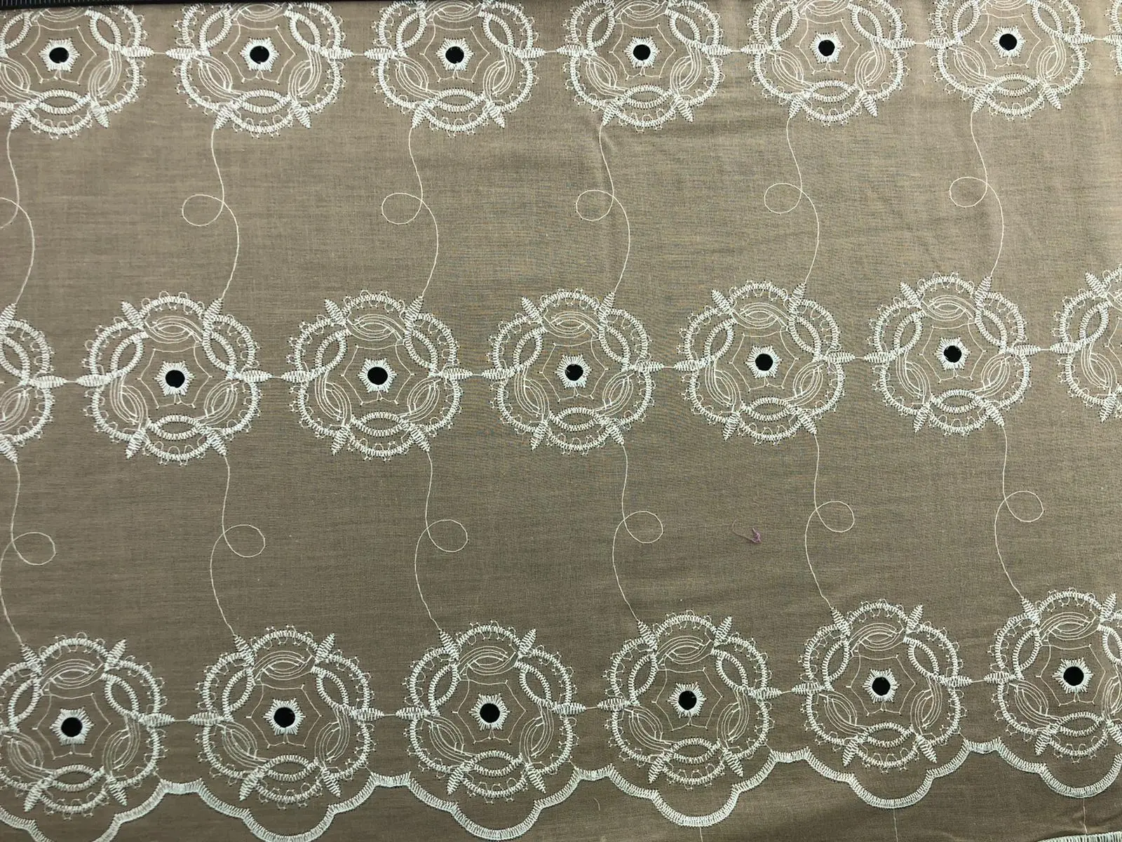 18035 Local Cotton Voile Broderie Polyester Beige 135 cm