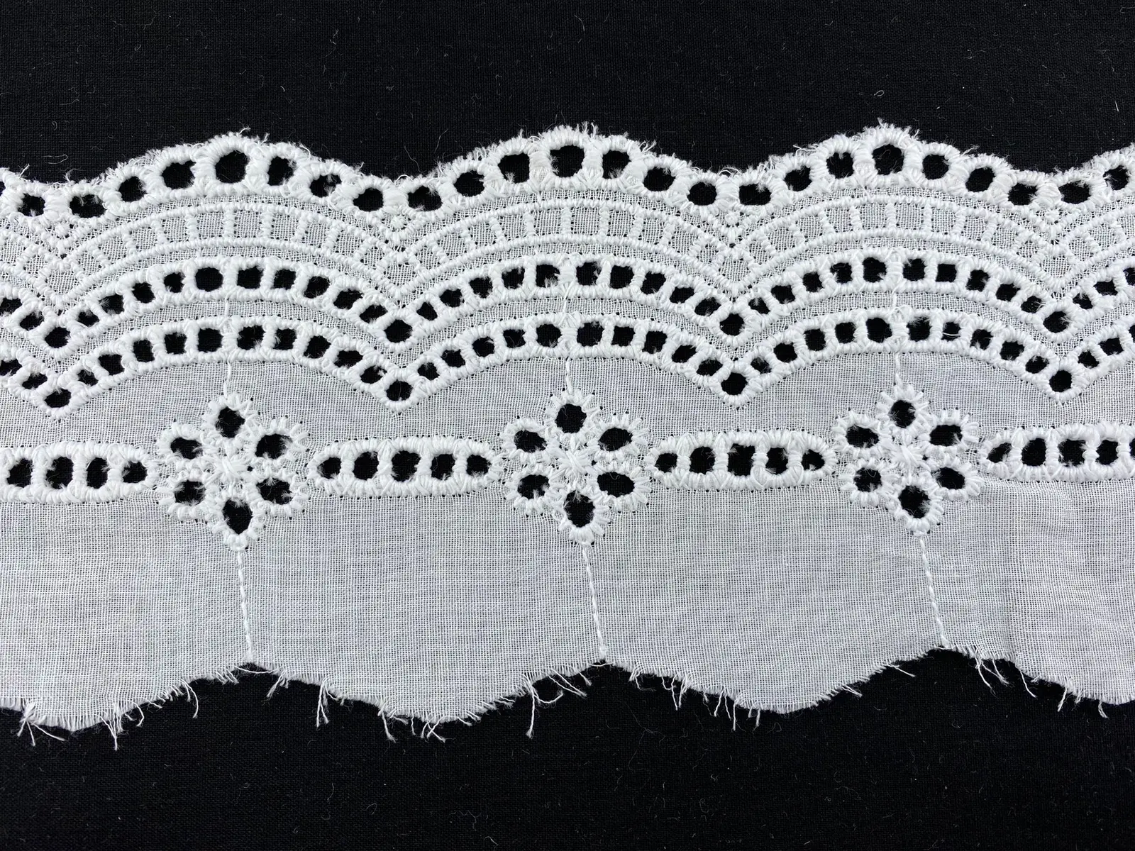Bleached Bohrer Matte Polyester Domestic Broderie Tape Voile · 9,5 cm