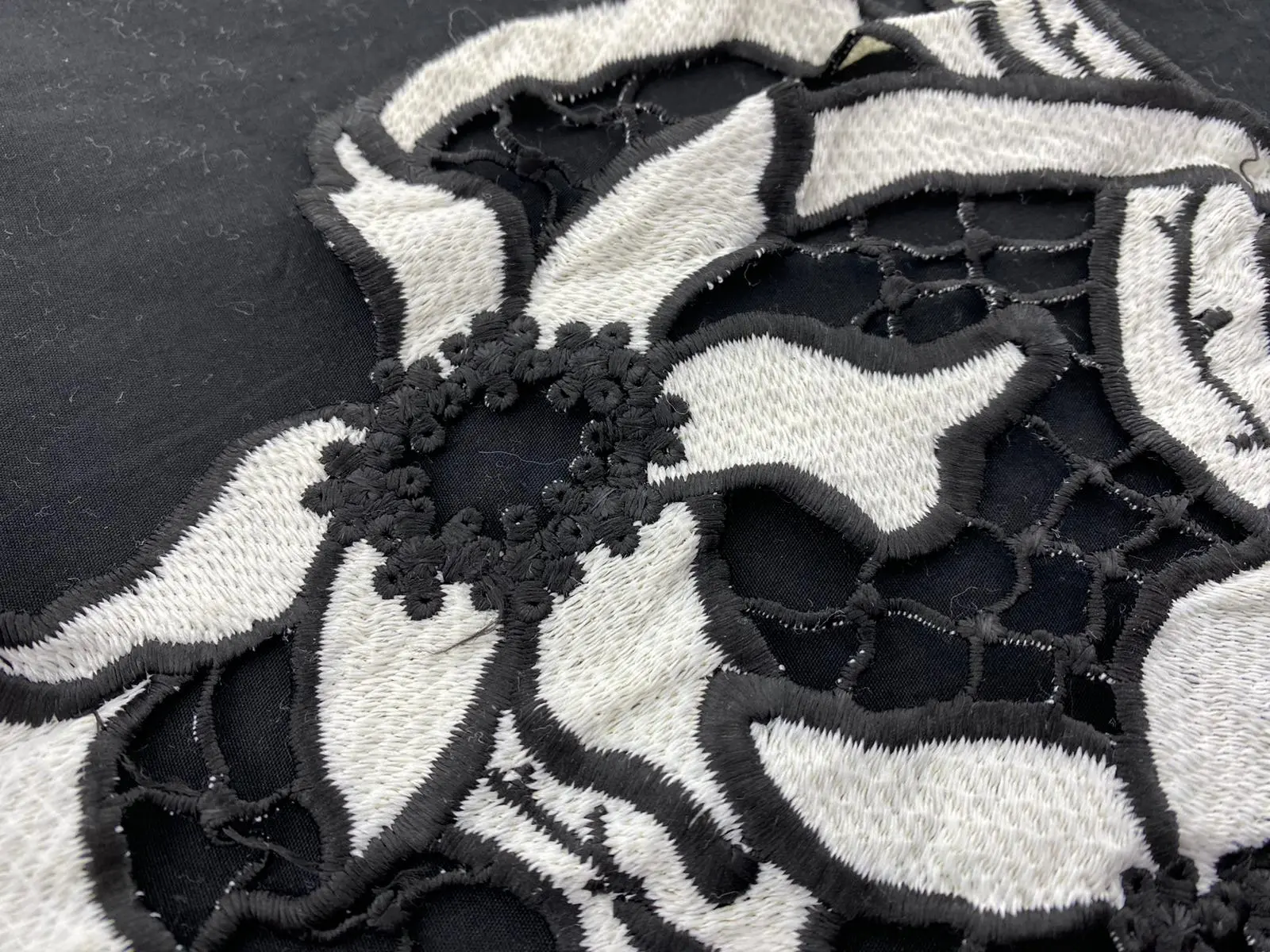 Black Polyester Imported Broderie Tape · 25 cm