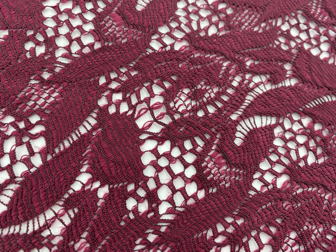 Bordo Polyester Yerli Dantel · 157 cm