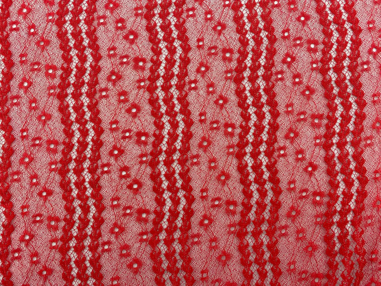 Red Lurex Polyester Domestic Lace