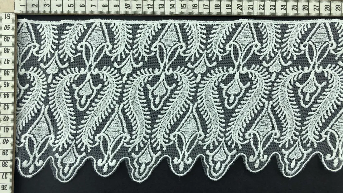 Ham Mat Polyester Yerli Brode Bant Tül · 15 cm