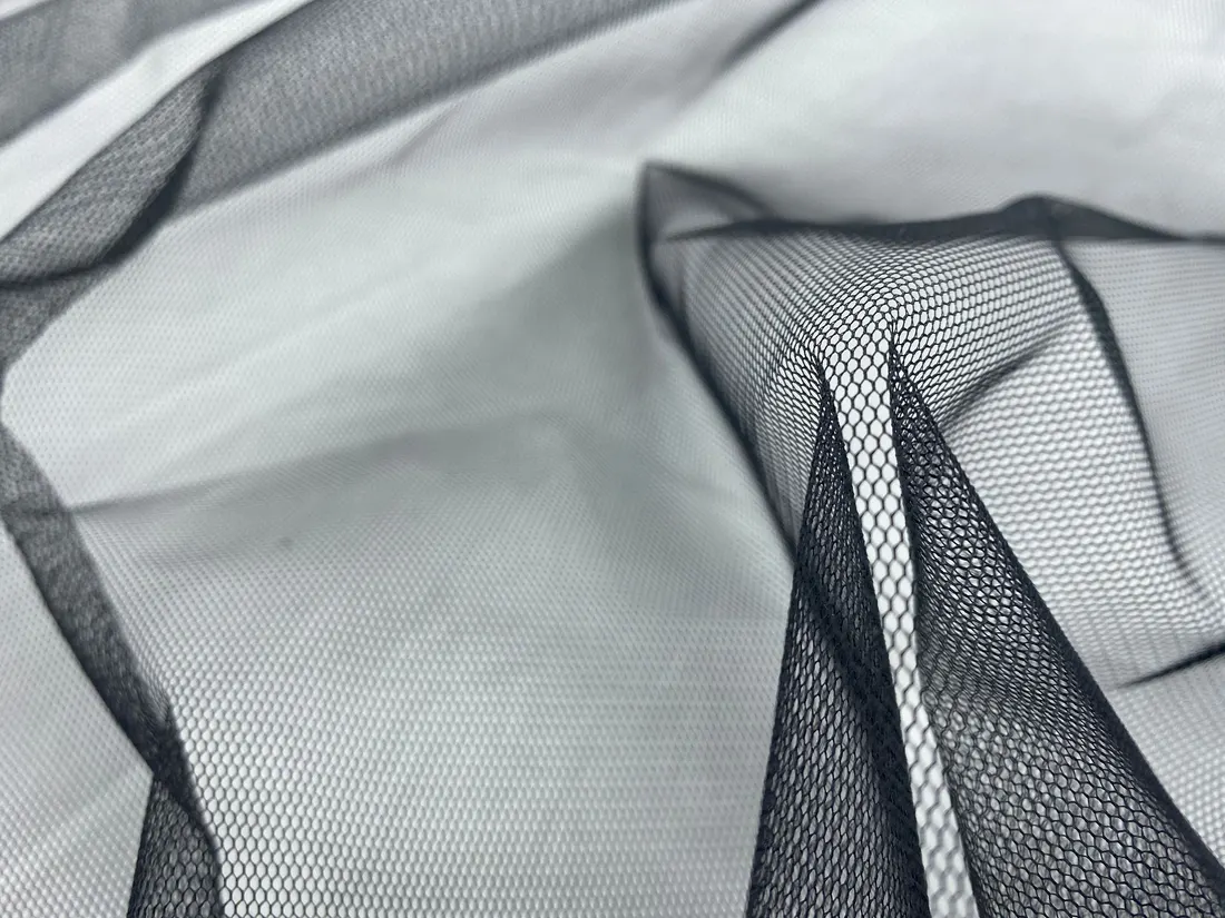 Siyah Polyester Yerli Dantel Tül