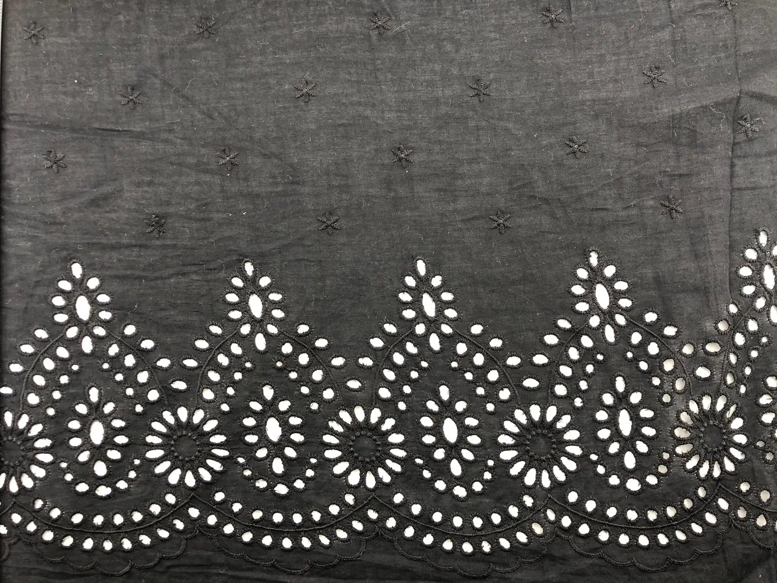 Black Matte Polyester Domestic Broderie Voile