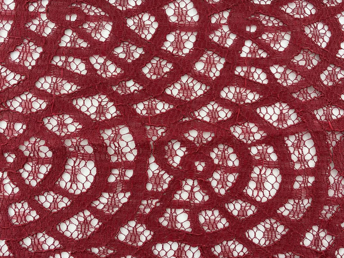 Bordo Kordlu Polyester Yerli Dantel · 150 cm