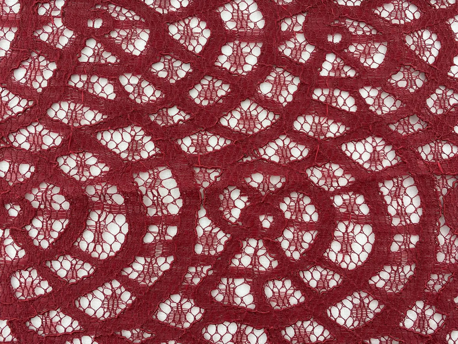 Burgundy Corded Polyester Domestic Lace · 150 cm