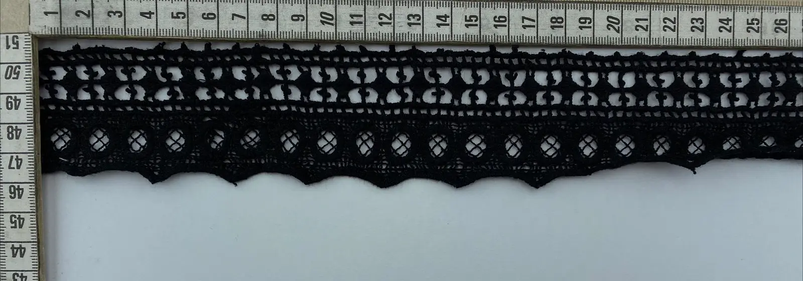 Siyah Mat Polyester Yerli Güpür Brode Bant · 5 cm