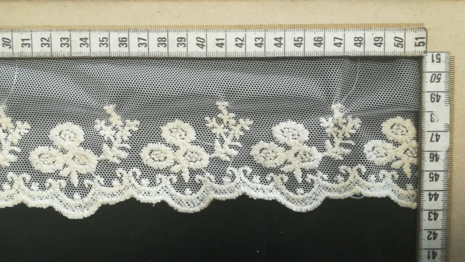 Greige Cotton Domestic Broderie Tape Tulle