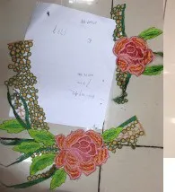 Renkli Nakışlı Polyester İthal Yaka