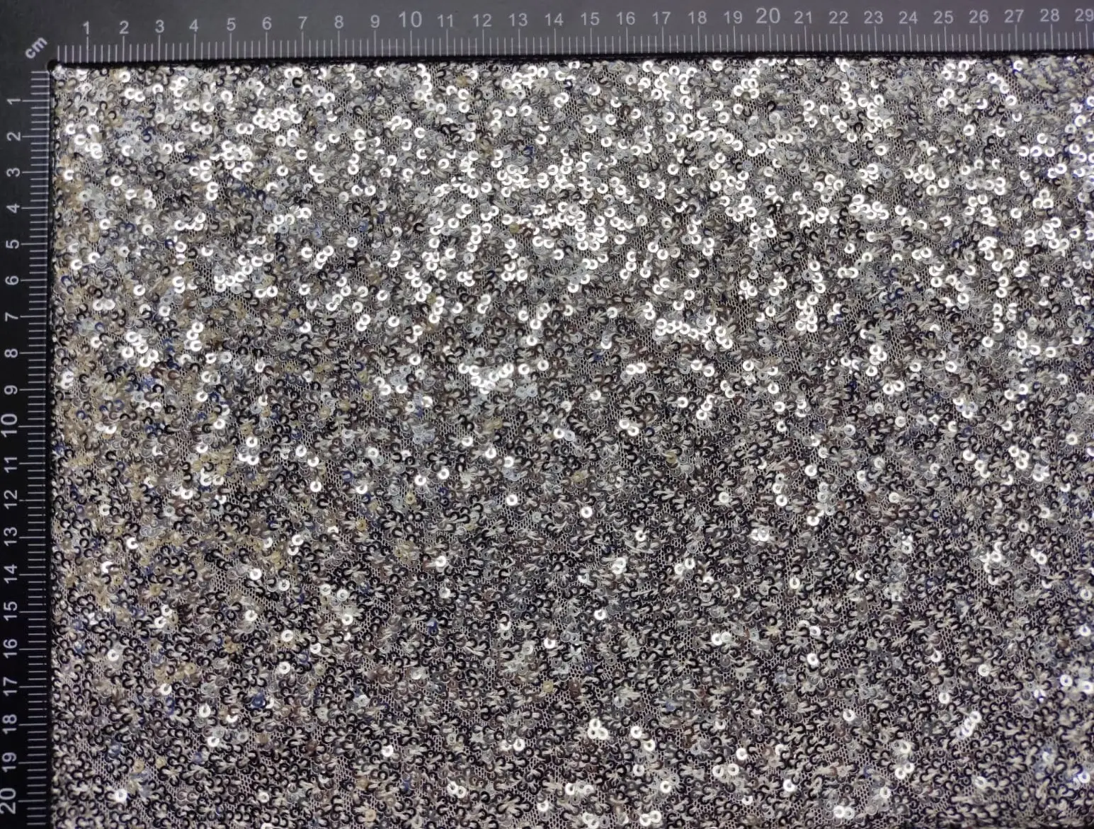 6236 Imported Sequined Lace Polyester White Fabric Ground · Silver Sequined
