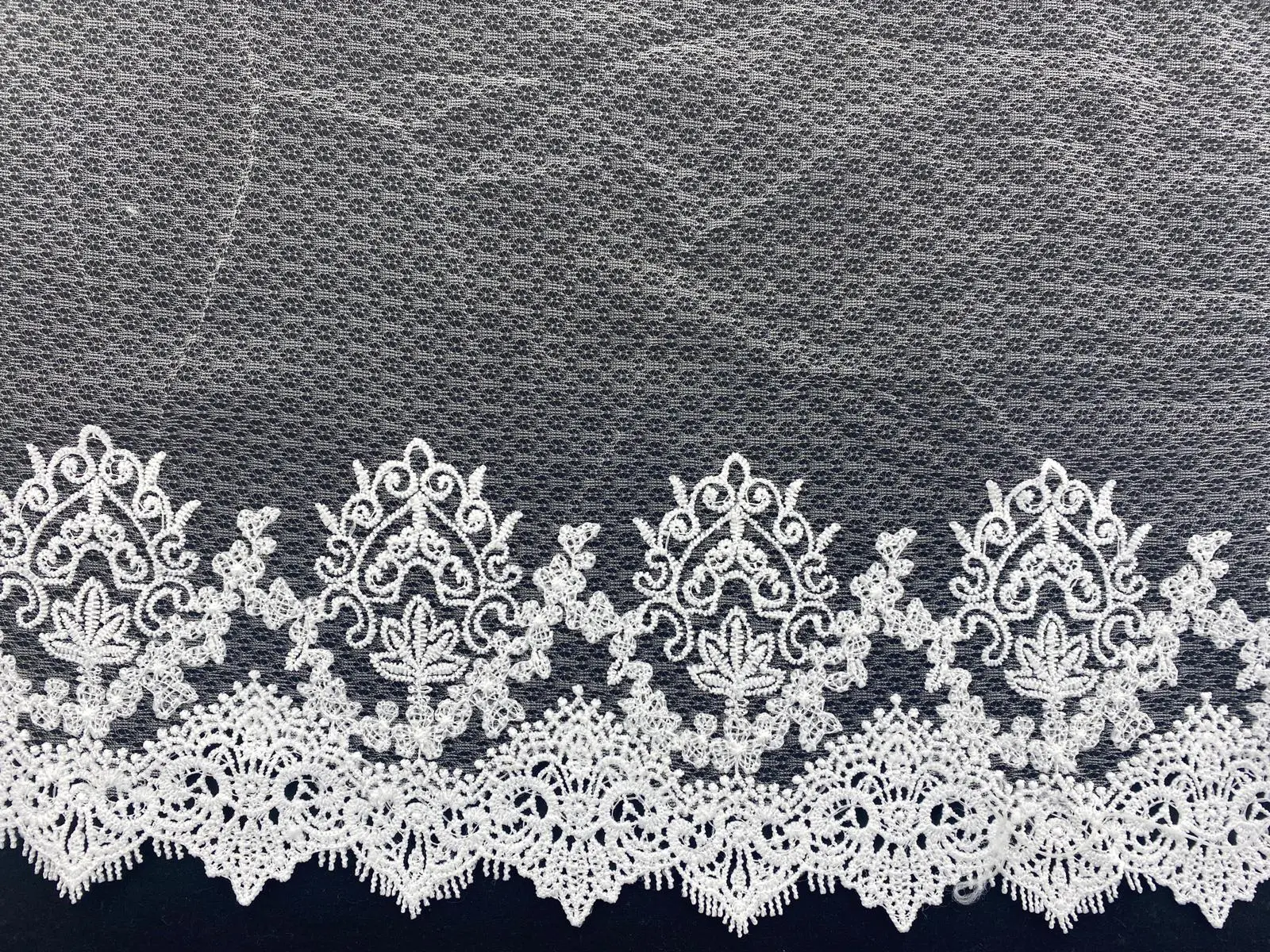 Greige Matte Polyester Domestic Broderie Tape Tulle