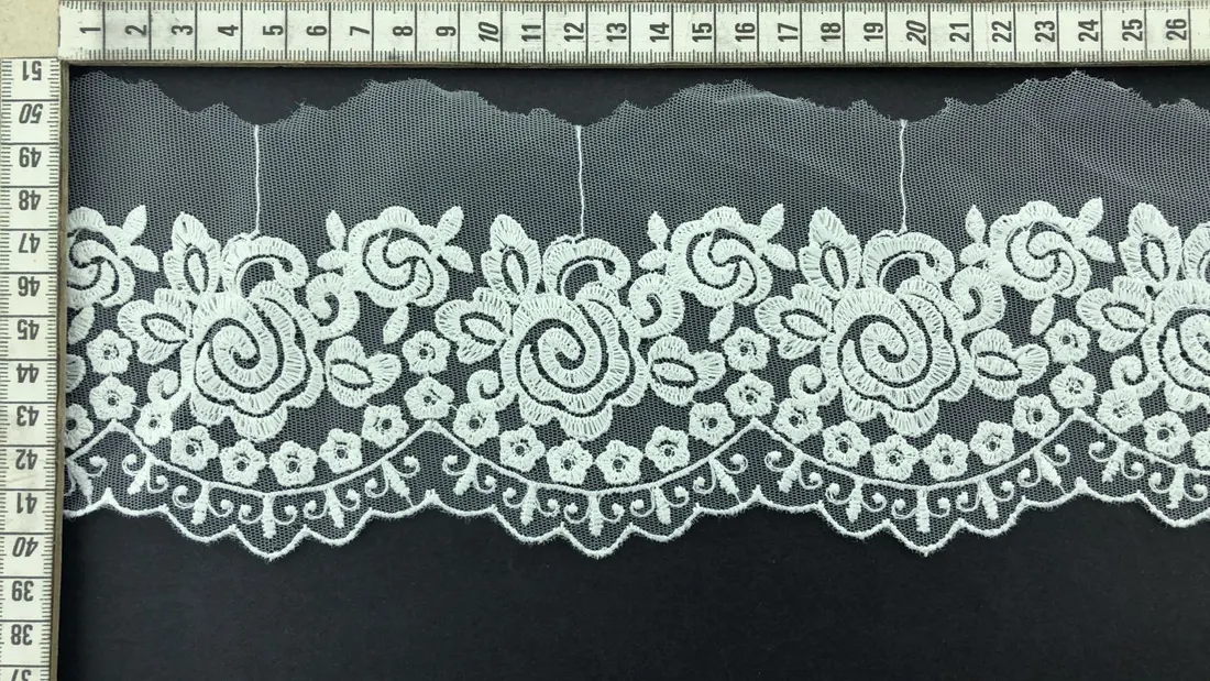 Ham Mat Polyester Yerli Brode Bant Tül · 12 cm